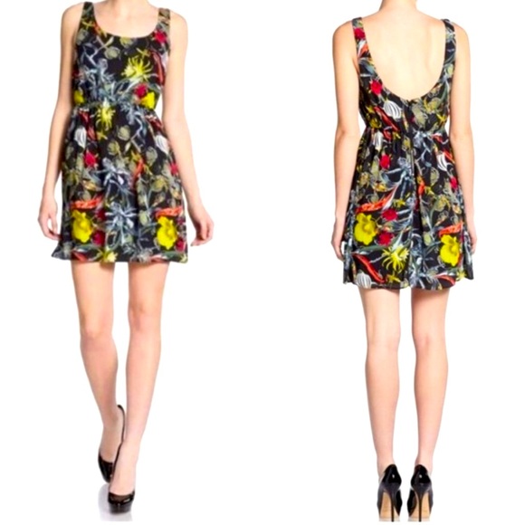 Alice + Olivia Ladies Medium Floral Dress Sleeveless Tank Silk Summer Tropical - Picture 3 of 7